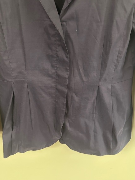 Eileen Fisher Blazer Sz S Slate Gray Silk Blend Pleated Jacket Snatched Ramie - Picture 7 of 11